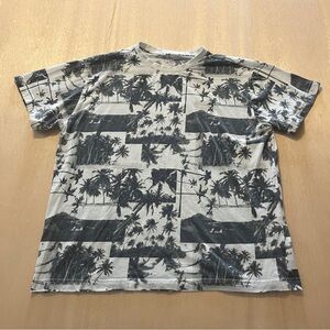 Mens Original Use Graphic Tee Gray Palm Tree Print T-Shirt sz L